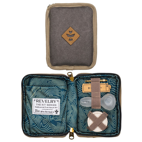 Revelry Supply 'The Pipe Kit' in Ash - Smell Proof Travel Case Open View with Contents