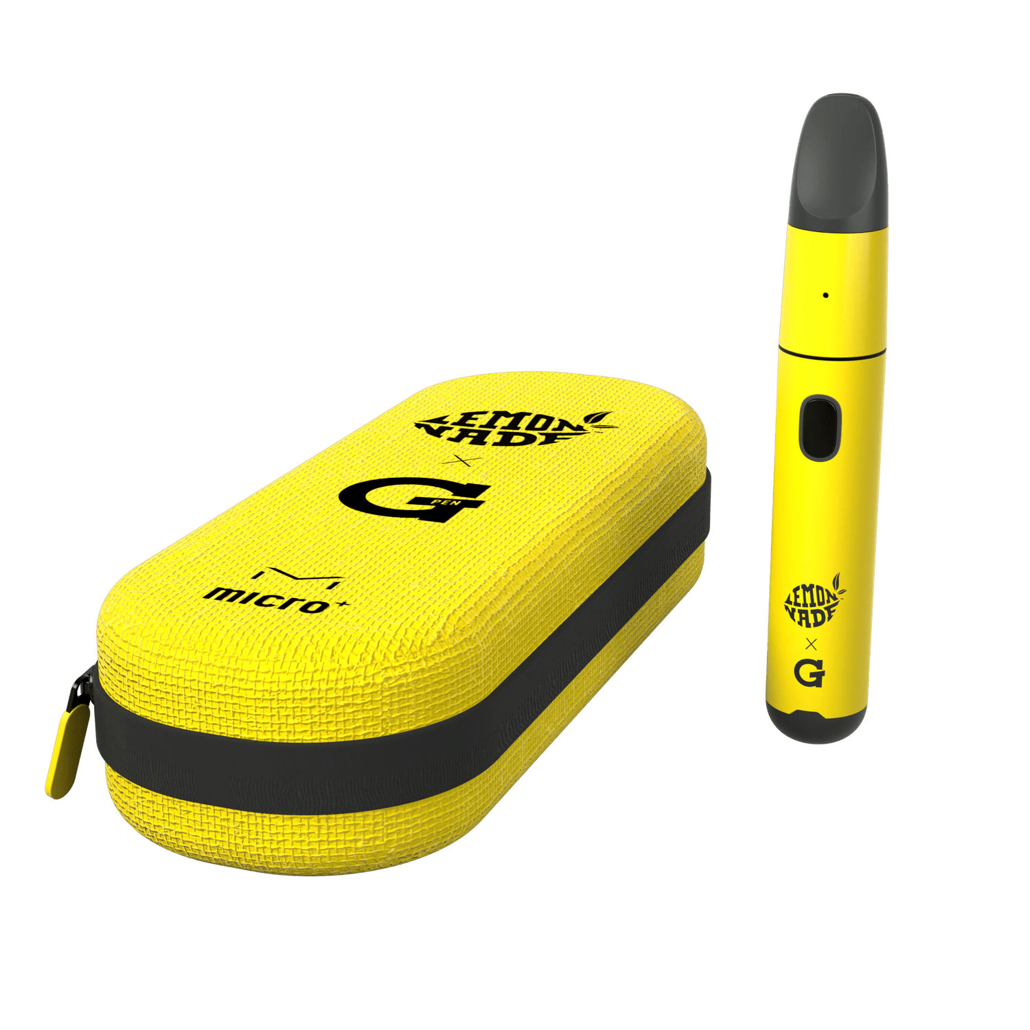 Lemonnade X G Pen Micro+ Vaporizer with yellow carrying case, ideal for on-the-go use