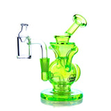 Lirio Mini Rig by The Stash Shack in vibrant green, compact design with showerhead percolator, side view