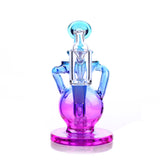 Lirio Mini Rig by The Stash Shack in purple, compact 5.5" glass dab rig with recycler percolator, front view.