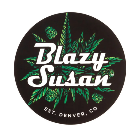 Blazy Susan Silicone 8" Dab Mat with vibrant leaf design, ideal for glass protection & portability