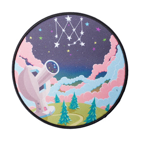MJ Arsenal 9" Starry Night Dab Mat, Heat Resistant Vinyl, Top View with Cosmic Design