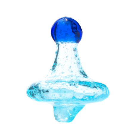 Blue Blood Spiral Carb Cap with GITD top, Polyresin Material, Front View on White Background
