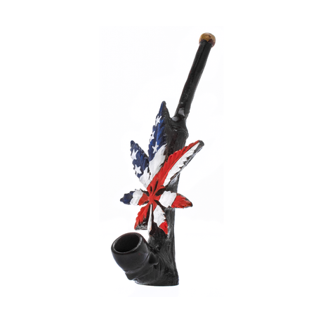 Medusa Customs Hand Carved Pipe - Patriotic Design - Angled Side View