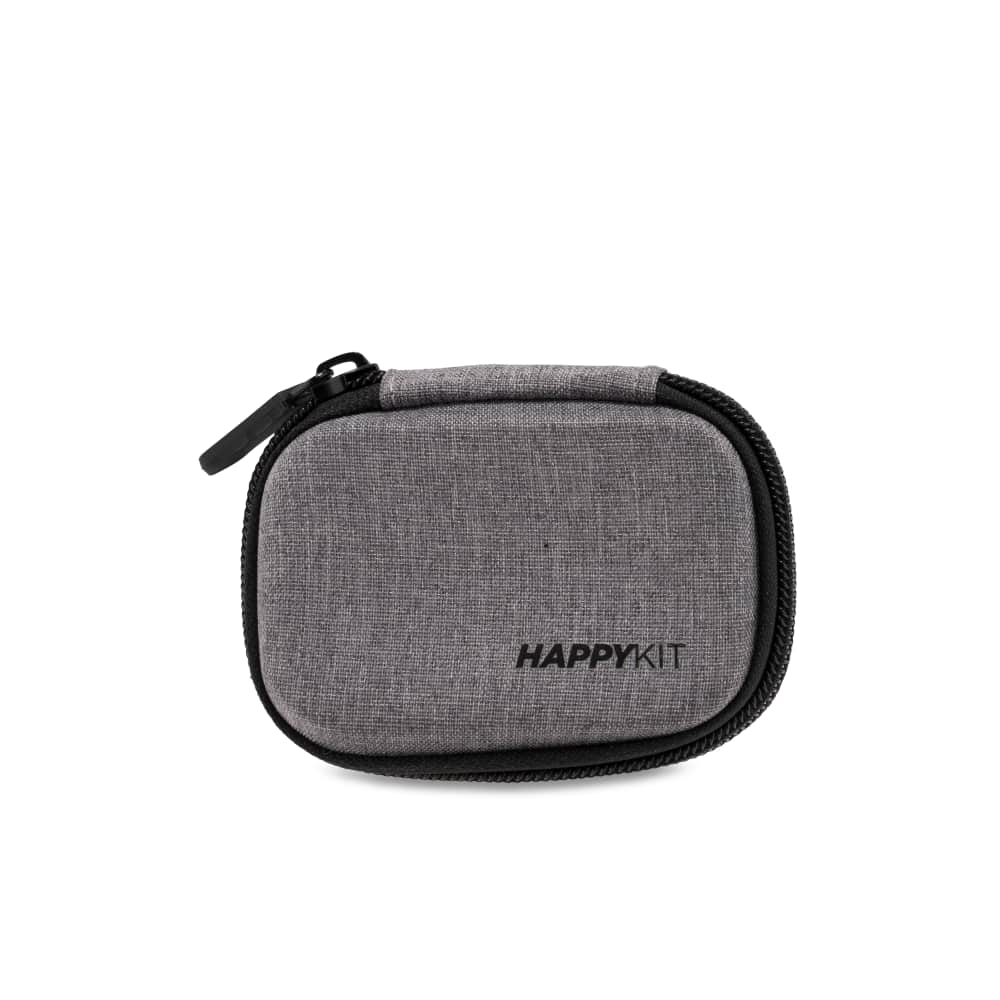 Happy Kit Mini - Compact Smoker's Travel Case in Gray, Front View