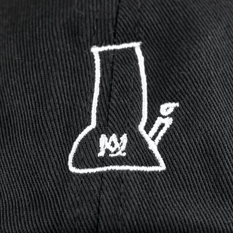 Close-up of MJ Arsenal Limited Edition Doodle Hat with Embroidered Bong Design
