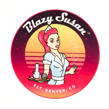 Blazy Susan Silicone 8" Dab Mat with vibrant Synthwave design, ideal for glass protection and portability
