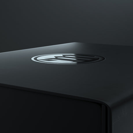 Myster StashBox - Sleek Black Stash Container with Engraved Logo, Top View