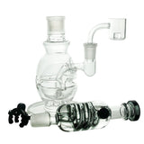 Freeze Pipe Mini Rig with glycerin chamber and percolator, front and side view on white background