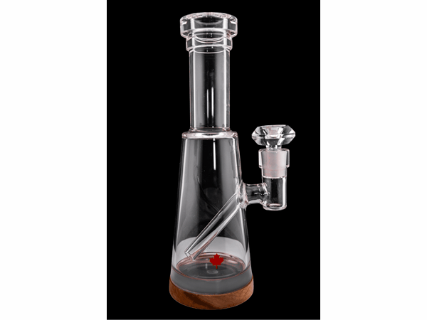 Polaris 8.5" Water Pipe by Canada Puffin with clear glass and wooden base - Front View