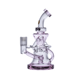 Goody Glass Miss Swiss Mini Dab Rig Kit, clear with purple accents, front view on white background
