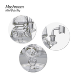 Waxmaid 5.71'' Mushroom Mini Dab Rig with clear glass and detailed close-ups