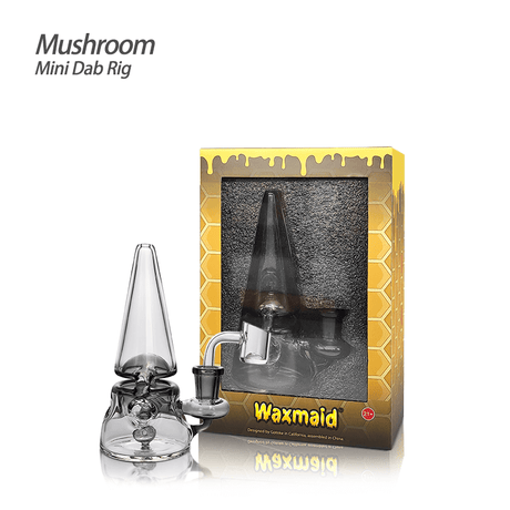 Waxmaid 5.71'' Mushroom Mini Dab Rig in Transparent Black with Box