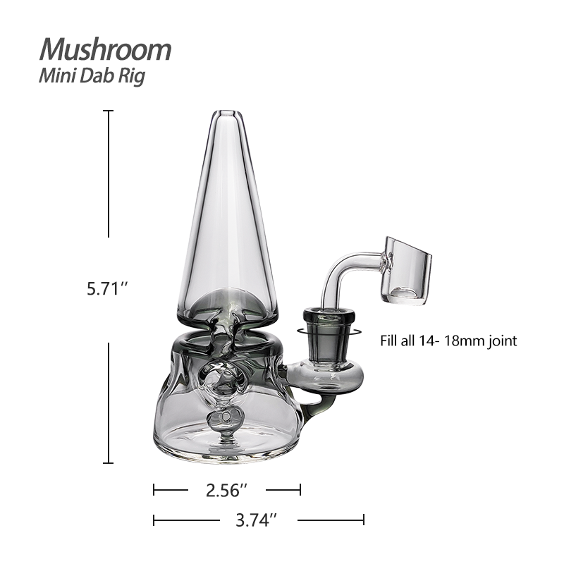 Waxmaid 5.71'' Mushroom Mini Dab Rig with Clear Glass and 14-18mm Joint