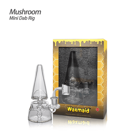 Waxmaid 5.71'' Clear Mushroom Mini Dab Rig with Box on White Background