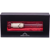 Canada Puffin Northern Lights Taster Pipe in Box - Front View on Red Silk