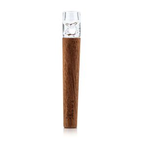 Ryot Wood Bat with Glass Tip front view on a white background, portable hand pipe