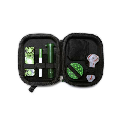 The Happy Kit - Portable Smoking Kit with Pipe, Grinder, and Storage - Top View