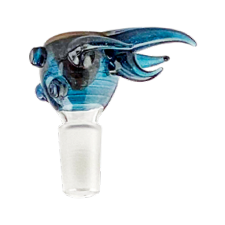 Cheech Glass Super Galactic bong bowl in blue with glass-on-glass fitting, front view on white background