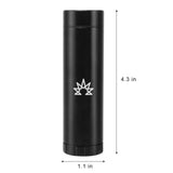 PILOT DIARY One Hitter Dugout with Mini Grinder Lid - Black, Front View, Dimensions Shown