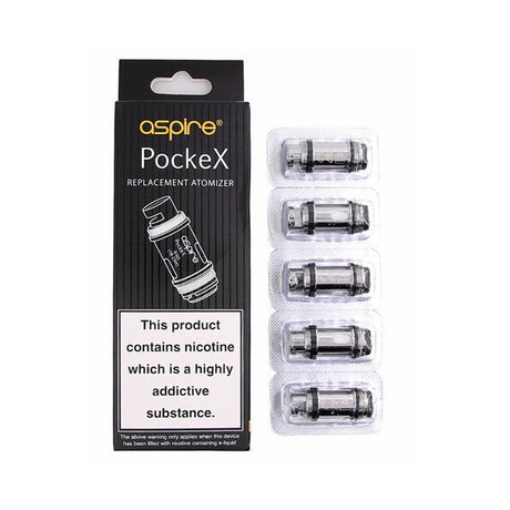 Aspire PockeX 0.6Ω Replacement Coils 5-Pack for Enhanced Vaping, Front View