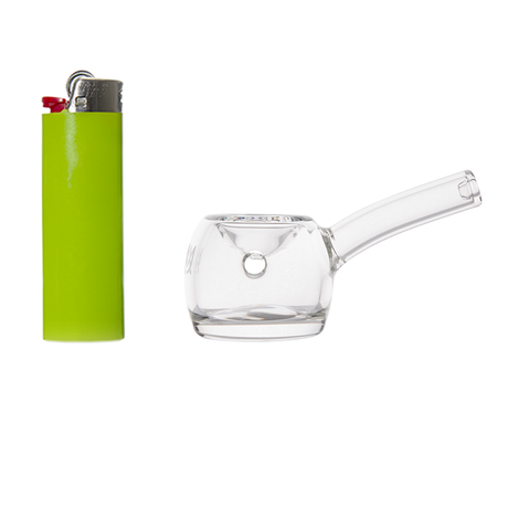 MJ Arsenal Perch Hand Pipe - Clear Glass with Ergonomic Side Carb - Front View