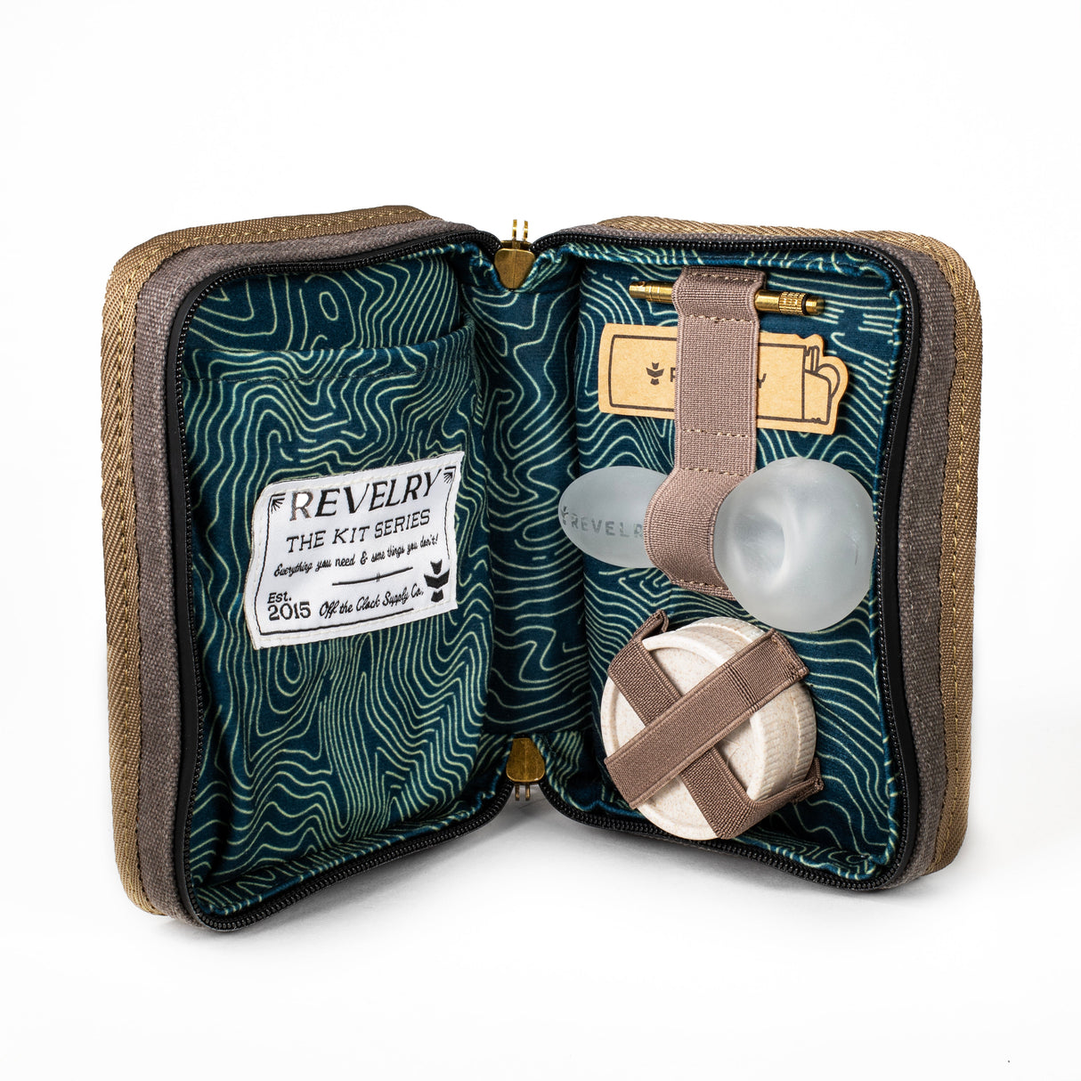 Revelry Supply - The Pipe Kit Open View showing Smell Proof Compartments and Accessories