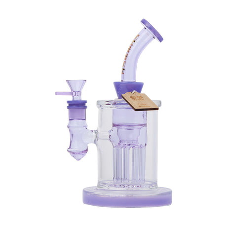 Cheech Glass Transparent Bong with Purple Accents and Glass Tag - Front View