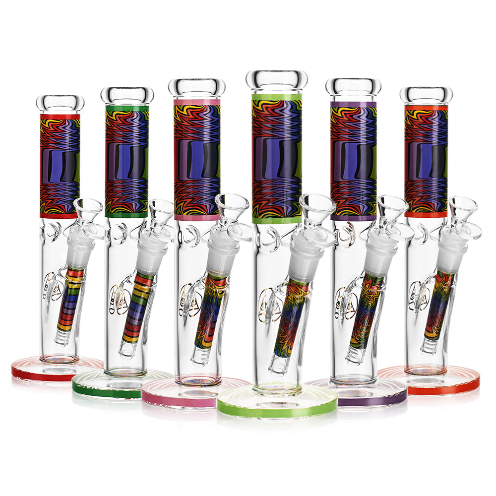 Ritual Smoke Prism 10" Glass Straight Tubes in Lime with Colorful Accents, Front View