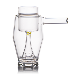 MJ Arsenal Proxy Bubbler Mini, clear glass dab rig, front view on seamless white background