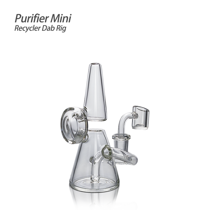Waxmaid 5.12" Purifier Mini Recycler Dab Rig with Clear Glass and Bent Neck Design