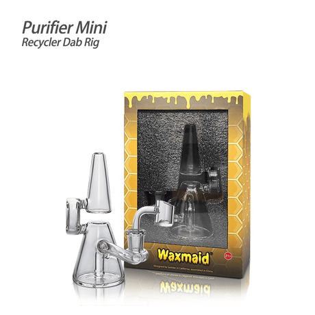 Waxmaid 5.12" Clear Mini Recycler Dab Rig with Packaging Front View