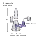Waxmaid 5.12" Purifier Mini Recycler Dab Rig with clear and purple glass, front view