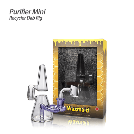 Waxmaid 5.12" Purple Purifier Mini Recycler Dab Rig with Box - Front View
