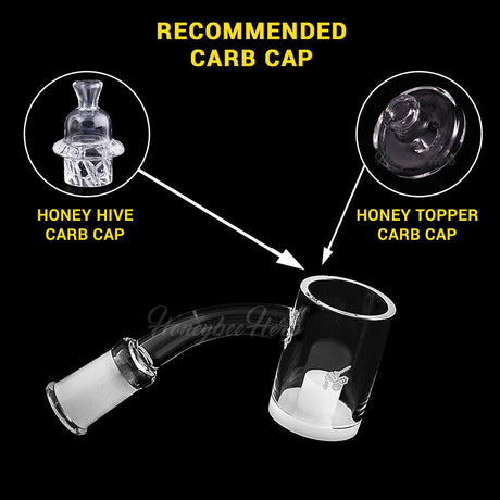Honey & Milk Core Reactor Quartz Banger at 45° angle with recommended carb caps