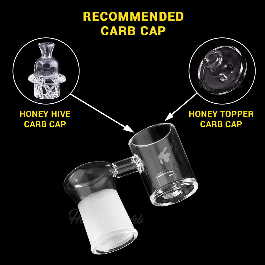 CORE REACTOR SIDECAR QUARTZ BANGER with recommended carb caps, 90° joint angle, clear design