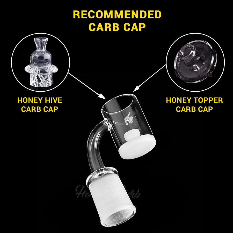 Honey & Milk Core Reactor Quartz Banger at 90° with recommended carb caps