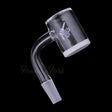 Honey & Milk Bevel Quartz Banger at 90° angle, 10mm Male joint, clear quartz, side view