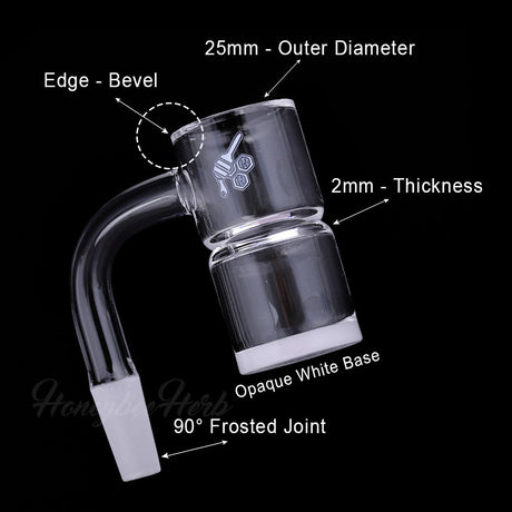 Honey & Milk Quartz Banger with Bevel Edge, 25mm, 2mm Thick, 90° Frosted Joint