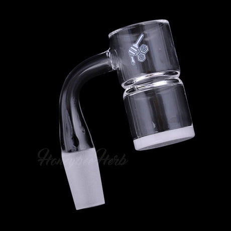 Honey & Milk Bevel Splash Bucket Quartz Banger 90°, 14mm Male Joint, Clear, Side View