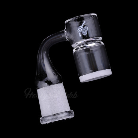 Honey & Milk Bevel Splash Bucket Quartz Banger at 90° angle for dab rigs, clear design, 25mm flat top