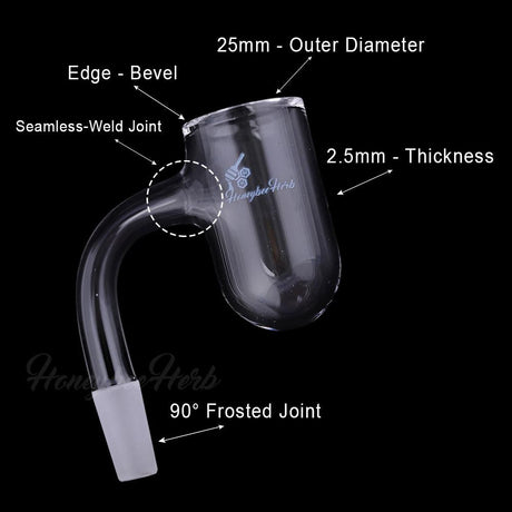 Honeybee Herb Quartz Banger with 90° Frosted Joint, 25mm Diameter, and 2.5mm Thickness