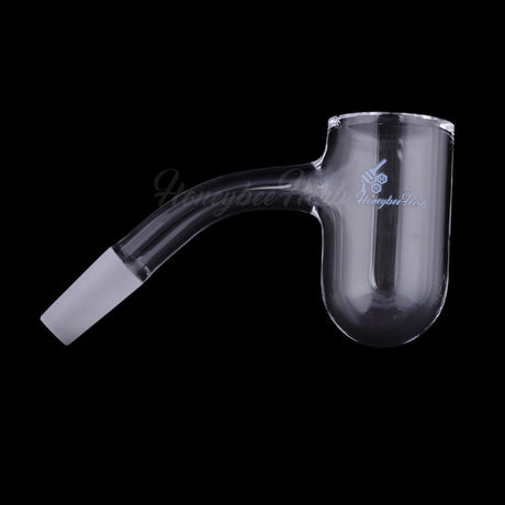 Honeybee Herb Quartz Banger with 45° angle, deep bowl design for dab rigs, clear, side view