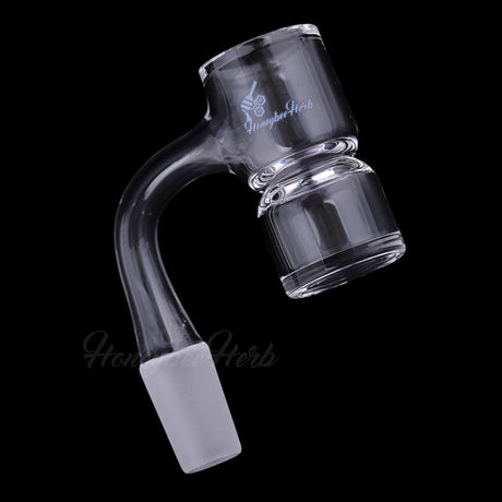 Honeybee Herb Clear Quartz Banger with 90° Angle, 14mm Male Joint for Dab Rigs, Side View