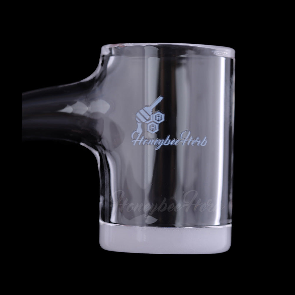 Honey & Milk Bevel Quartz Banger at 90° angle, clear, flat top design, for concentrates - Honeybee Herb