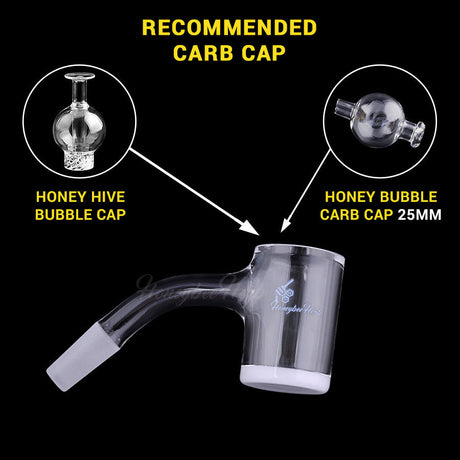 Honey & Milk Bevel Quartz Banger at 45° angle with recommended carb caps