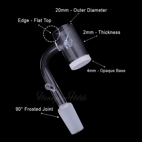 Honeybee Herb Quartz Banger with 90° Joint, Flat Top, 20mm Diameter for Dab Rigs - Close-Up