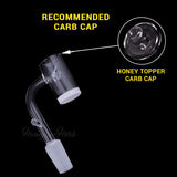 Honey & Milk Enail Quartz Banger at 90° angle with Honey Topper Carb Cap by Honeybee Herb