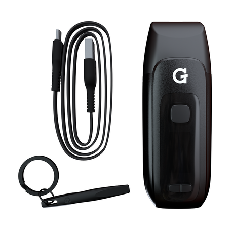 Grenco Science GPen Dash Plus vaporizer with USB cable and keychain tool