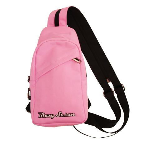 Blazy Susan Pink Smell-Proof Cross-Body Bag with Lock, Front View on White Background